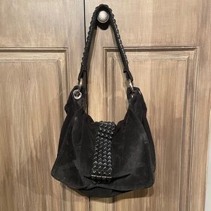 Black suede bag with studs
